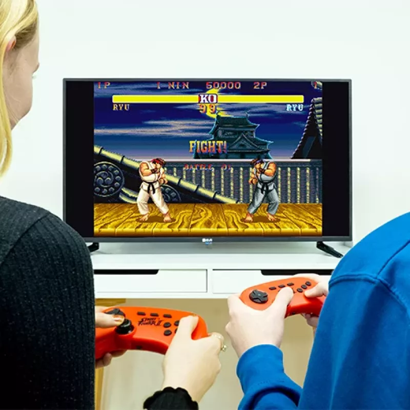 FIZZ CREATIONS Street Fighter II Duel retro-arcadeconsole met 621 spellen, HDMI/AV, 2 controllers