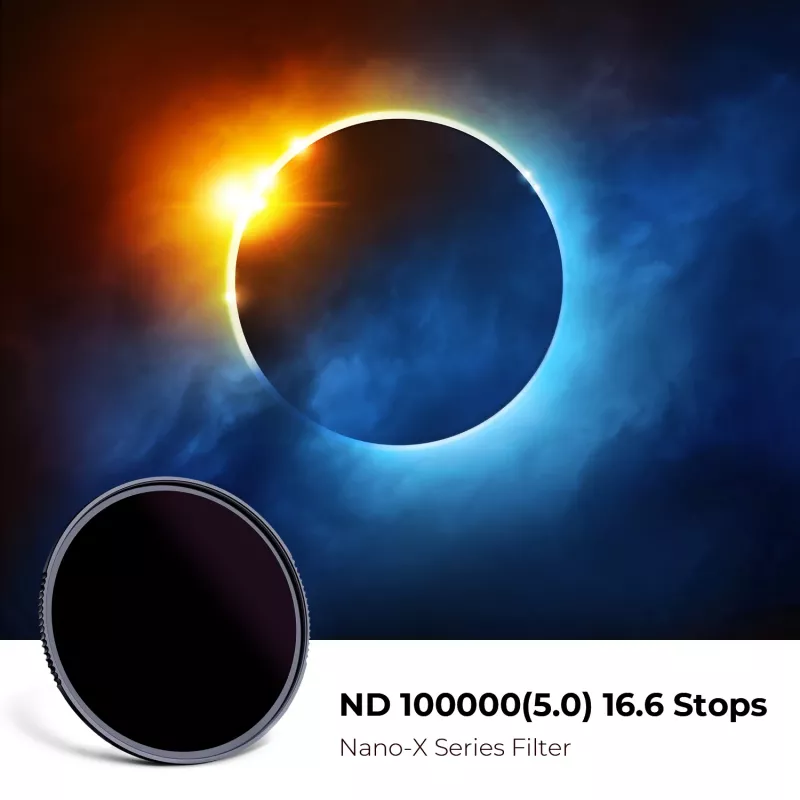 KF Concept ND100000 zonnefilter 62mm, 16.6 stops, OD 5.0, AGC optisch glas, nanocoating, aluminium frame