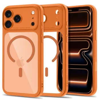 Tech-Protect MagPeak MagSafe CC hoesje voor iPhone 17 Pro Max / 18 Pro Max - Cosmic Orange/transparant