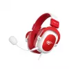 HAV H2002d bedrade gaming-headset met 50-mm-drivers, RGB-LED, geluidsisolerende microfoon, wit/rood