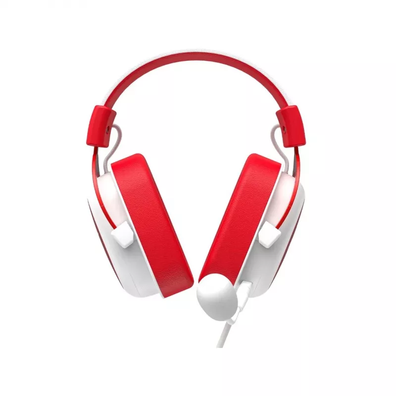 HAV H2002d bedrade gaming-headset met 50-mm-drivers, RGB-LED, geluidsisolerende microfoon, wit/rood