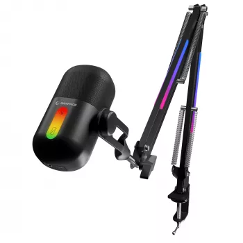 Rampage ARPEJ gaming-condensatormicrofoon op galgarm, RGB, zwart