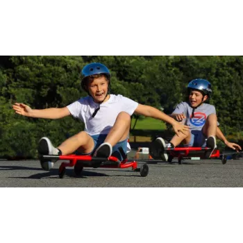EzyRoller Drifter X roze drifting ride-on gokart voor kinderen 6-14 jaar, voetbediend, verstelbare lengte 73-107 cm, max. 70 kg, handrem, PU-wielen