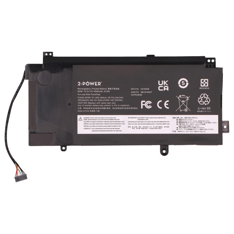 2-power hoofaccupack Lenovo ThinkPad Yoga 15 20DQ 20DR - batterij - 61 mAh (2P-00HW008)