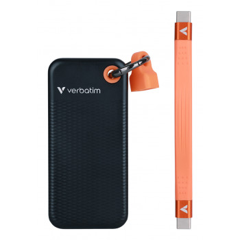 Verbatim 32418 Pocket SSD, 256 GB, USB Type-C, USB 3.2 Gen 2, 1000 MB/s, zwart/oranje
