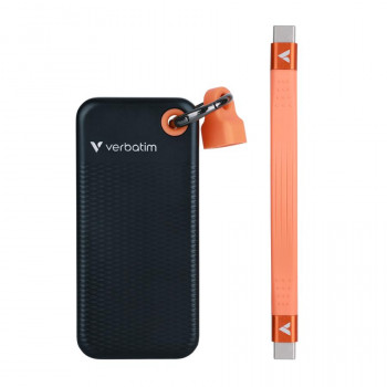 Verbatim 32418 Pocket SSD, 256 GB, USB Type-C, USB 3.2 Gen 2, 1000 MB/s, zwart/oranje