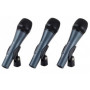 SENNHEISER 3ER-PACK E835, MICROFOONSET MET 3X E835, ZANGMICROFOON, DYNAMISCH, NIER, INCLUSIEF MICROFOONKLEMMEN EN TASSEN