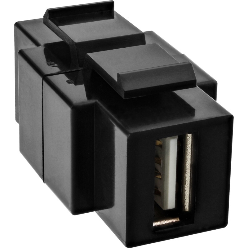InLine USB 2.0 snap-in inzetstuk - USB A bus/ B bus - zwarte behuizing