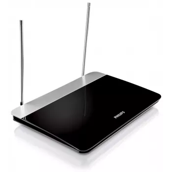Binnen-tv-antenne met instelbare versterking, 1,8 m coaxkabel, 75 Ohm, 3G/4G-filter, DVB-T/T2, RED-conform