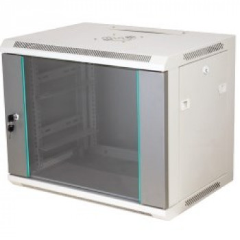 Q-LANTEC 19 15U wandmontagerack 600x450, glazen deur, grijs