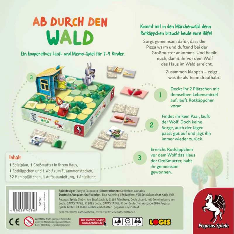 PEGASUS Ab durch den Wald - Bosavontuur kaartspel voor 2-4 spelers, vanaf 8 jaar
