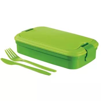 CURVER Lunch&Go rechthoekige levensmiddelenschaal met bestek 1,4L groen