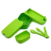 CURVER Lunch&Go rechthoekige levensmiddelenschaal met bestek 1,4L groen