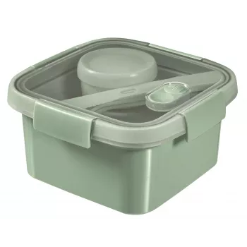 CURVER opbergbox Lunch Kit vierkant 1,1L Smart Eco To Go 16x16x9cm Soft Green