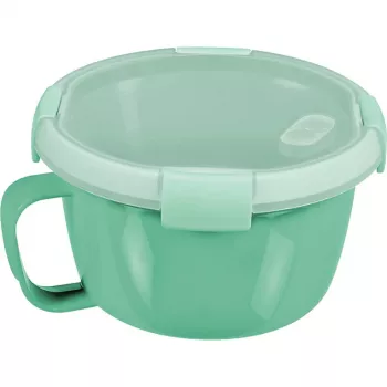 CURVER Smart To Go Mix Noodles levensmiddelenschaal rond 0,9L transparant met groene accenten, BPA-vrij, lekvrij, magnetron- en vaatwasbestendig