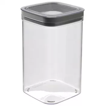 CURVER Dry Cube vierkante levensmiddelenopbergbox 1,8L transparant met grijs deksel, luchtdicht en lekvrij
