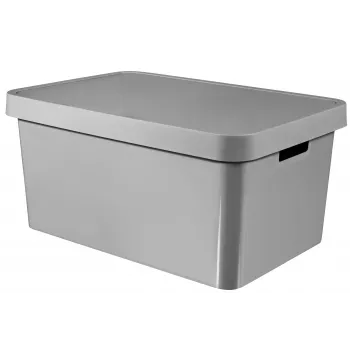Curver Infinity Recycled 45L opbergbox met deksel, grijs, 56x39x27 cm