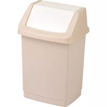 CURVER Click-It Deco 50L rechthoekige afvalbak met drukknopdeksel, beige