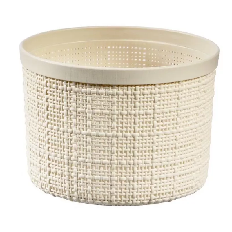 CURVER Jute ronde opbergmand met deksel, 2L, crème, 17x13 cm