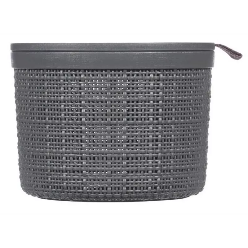 CURVER mand met deksel Jute rond 2L Ø17x13cm donkergrijs
