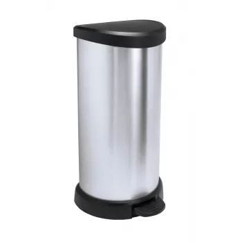 Curver Deco pedaalemmer rond 50L zwart zilver metallic-effect