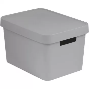 Curver Infinity Recycled 17L opbergbox met deksel, grijs, 36x27x22 cm