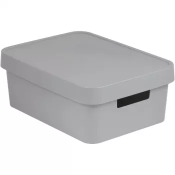 Curver Infinity Recycled 11L opbergbox met deksel, grijs, 36x27x14cm