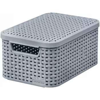 CURVER Style S opbergbox met deksel, lichtgrijs, 29,1 x 19,8 x 14,2 cm, 8,2 L, opvouwbaar, stapelbaar