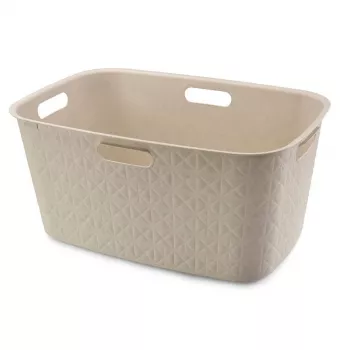 CURVER Softex 45L wasmand in krijtwit, soft-touch rechthoekige bak met geïntegreerde handgrepen, 57 x 37 x 27 cm