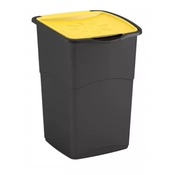 Curver Koral afvalbak 47L zwart/geel kantelklep afvalemmer
