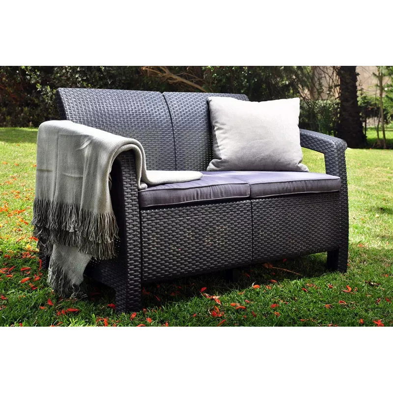 KETER Corfu tuinmeubelset grijs - 4-zits sofa, 2 fauteuils, salontafel