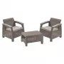 KETER tuinmeubelset Corfu Weekend beige - 2 fauteuils & salontafel, rattanlook outdoor loungeset