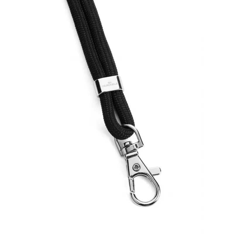 DURABLE textiel lanyard rPET met karabijnhaak, zwart, 10-pack