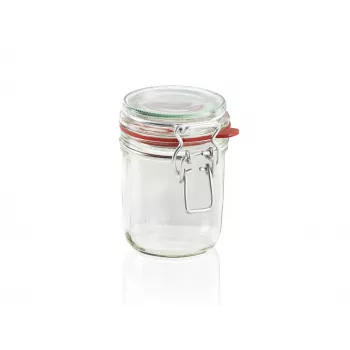 LEIFHEIT Weckpot 370ml - Luchtdichte bewaarpot met beugelsluiting & natuurrubberen ring, helder glas, voedselconservering
