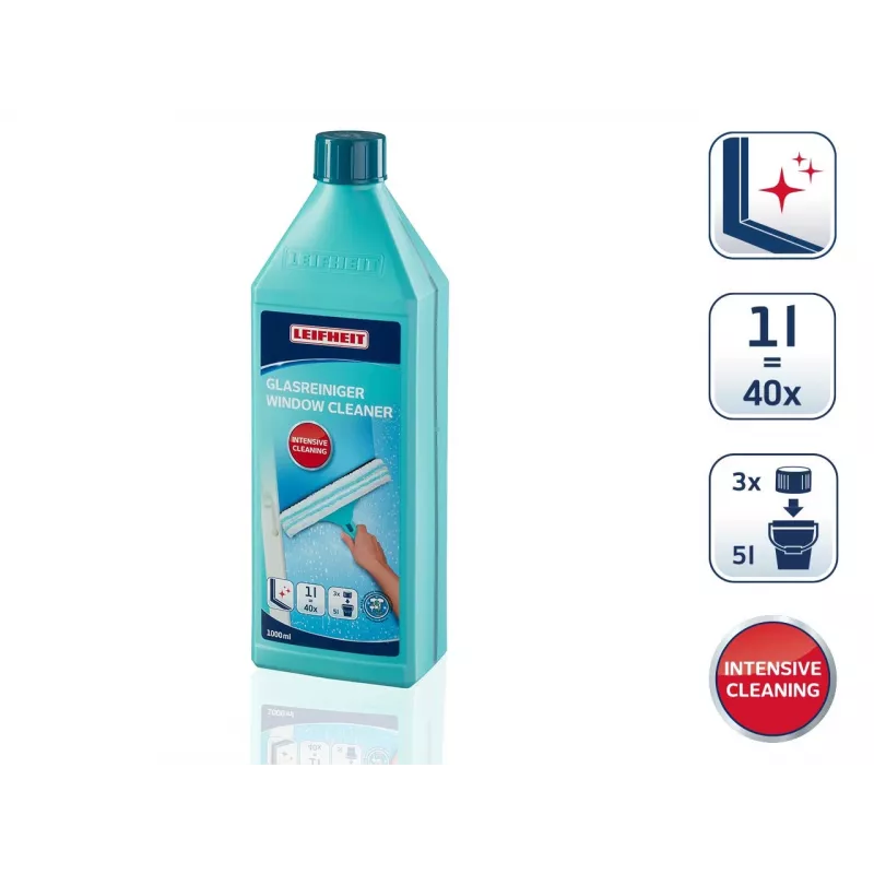 LEIFHEIT Glas- en raamreiniger concentraat 1L – Streeploze formule, geeft 100L