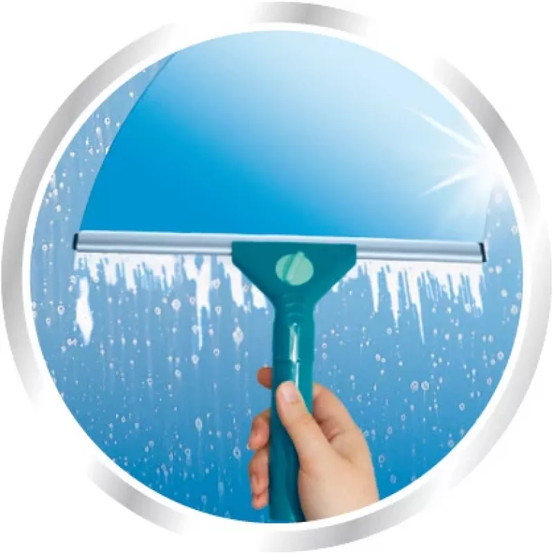 LEIFHEIT Classic raamtrekker met telescoopsteel 100-155 cm, 33 cm trekker, streeploos, groen/wit