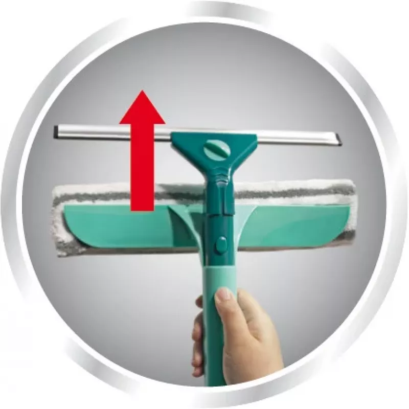 LEIFHEIT Classic raamtrekker met telescoopsteel 100-155 cm, 33 cm trekker, streeploos, groen/wit