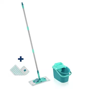 Leifheit Clean Twist M Ergo vloerreinigingsset met Micro Duo wismopkop, 33 cm, groen/wit