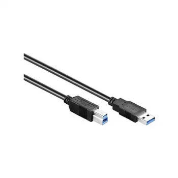 GoodConnections USB 3.0 kabel Type-A stekker naar Type-B stekker, 1,8 m, zwart, SuperSpeed 5 Gbps, vernikkelde aansluitingen, dubbel afgeschermd 2710-S02