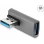 Delock USB 10 Gbps Type-A stekker naar Type-A bus haakse adapter, aluminium behuizing