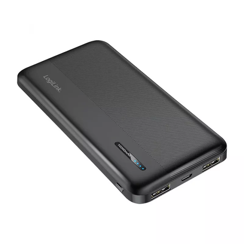 LogiLink PA0338RF 10000 mAh powerbank met USB-C PD en Quick Charge 3.0, zwart