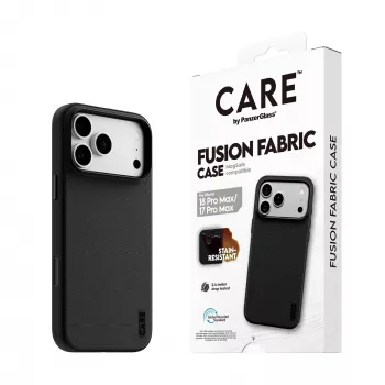 CARE by PanzerGlass Fusion Fabric hoesje zwart met MagSafe voor iPhone 17 Pro Max