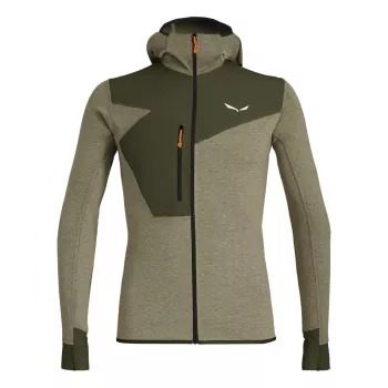 Salewa Puez 2 Dry langarmig hoodieshirt met doorlopende rits Dark Olive Melange heren XL