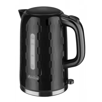 AMICA waterkoker KM3010 1,7L zwart – 2200W roestvrijstalen draadloze waterkoker met verborgen verwarmingselement, 360°-basis, automatische uitschakeling & droogkookbeveiliging
