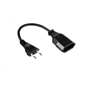 Kabelmeister euro-verlengkabel CEE 7/16 stekker naar bus, 0,2 m, zwart, 0,75 mm², H03VVH2-F