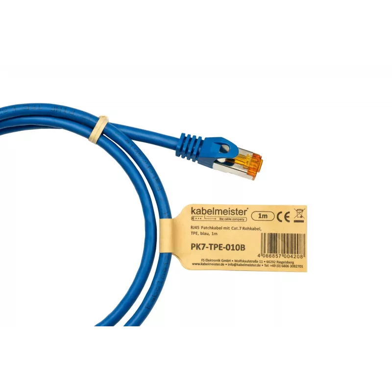 KABELMEISTER Cat.7 S/FTP-patchkabel, RJ45, TPE halogeenvrij, blauw, 2m