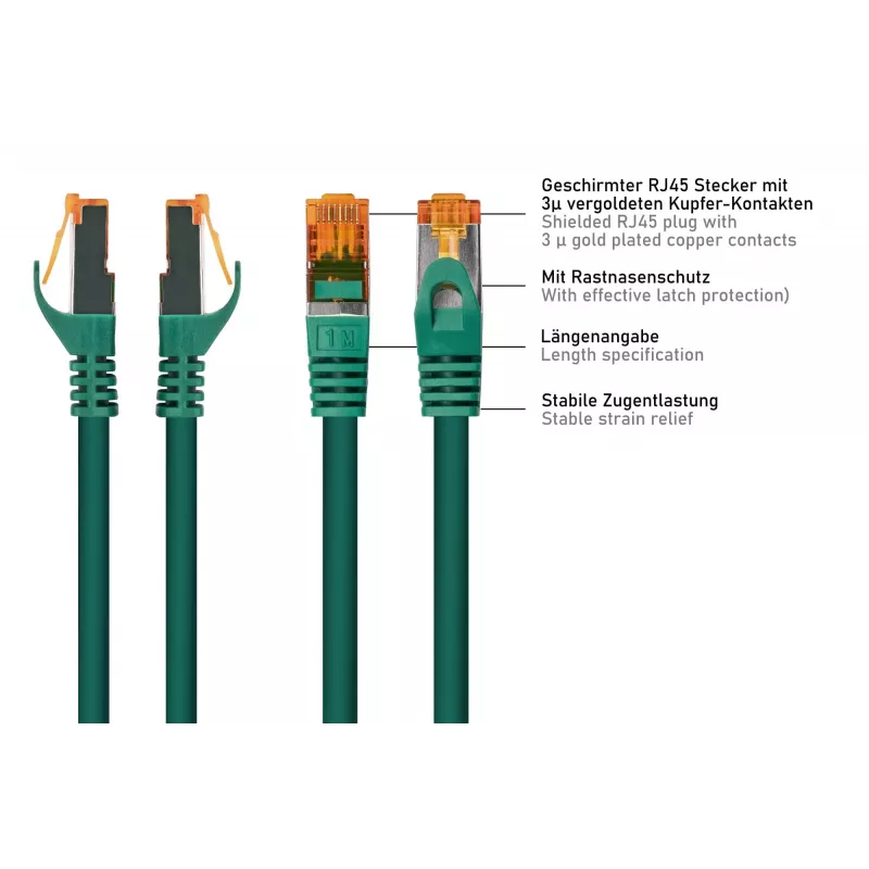 Kabelmeister Cat.7 S/FTP-patchkabel, TPE-mantel, groen, 0,15 m