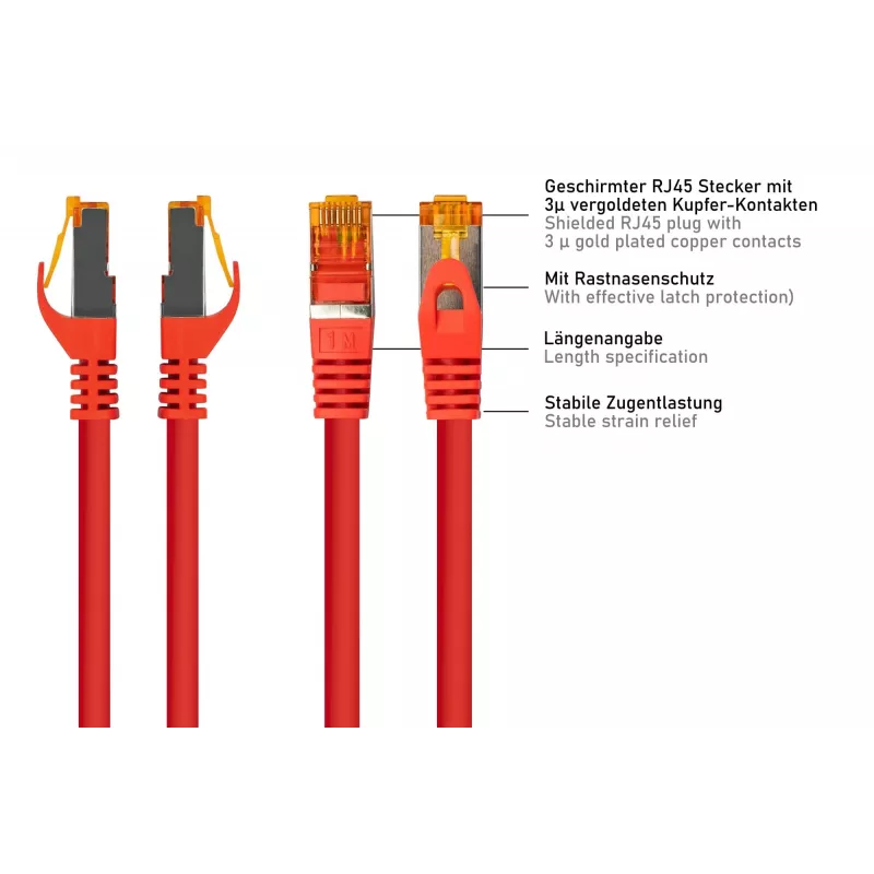 KABELMEISTER Cat.7 S/FTP-patchkabel, RJ45, TPE, rood, 1,5m