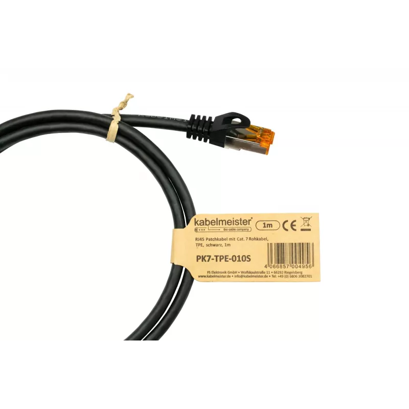 KABELMEISTER Cat.7 RJ45 patchkabel, 2 m, zwart, TPE, halogeenvrij