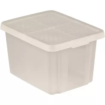 CURVER Essentials 26L transparante opbergbox met deksel, stapelbaar & nestbaar, 44x34x27 cm